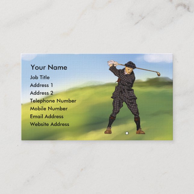 Tarjetas de visita de golf de estilo añejo (Anverso)