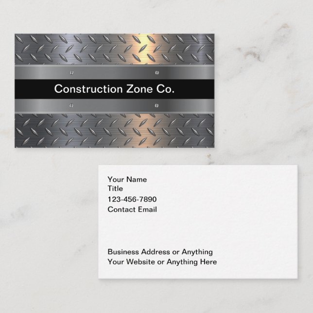 Tarjetas de visita de Guay Construction Metallic T (Anverso / Reverso)