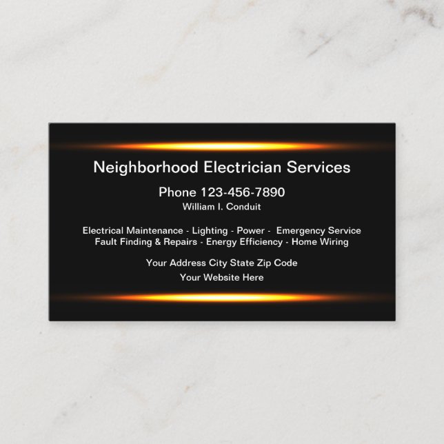 Tarjetas de visita de Guay Modern Electrician Serv (Anverso)