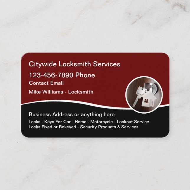 Tarjetas de visita de Guay Modern Locksmith (Anverso)