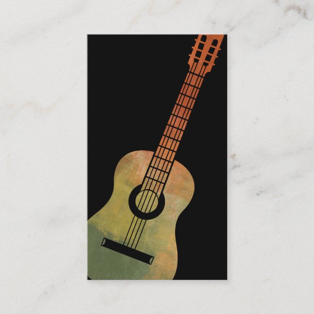 Tarjetas de visita de guitarra - Naranja verde art (Anverso)