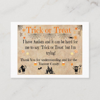 Tarjetas de visita de Halloween del autismo