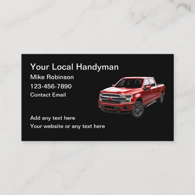 Tarjetas de visita de Handyman Pickup Truck (Anverso)