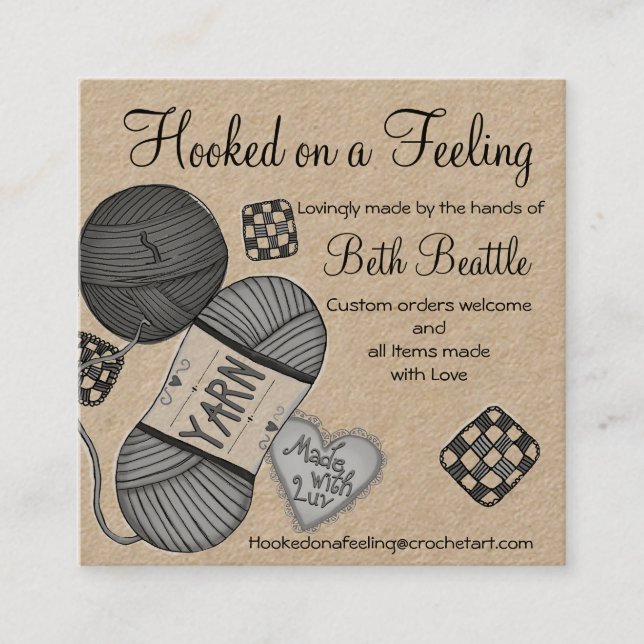 Tarjetas de visita de hilado cuadrado/crochet/punt (Anverso)