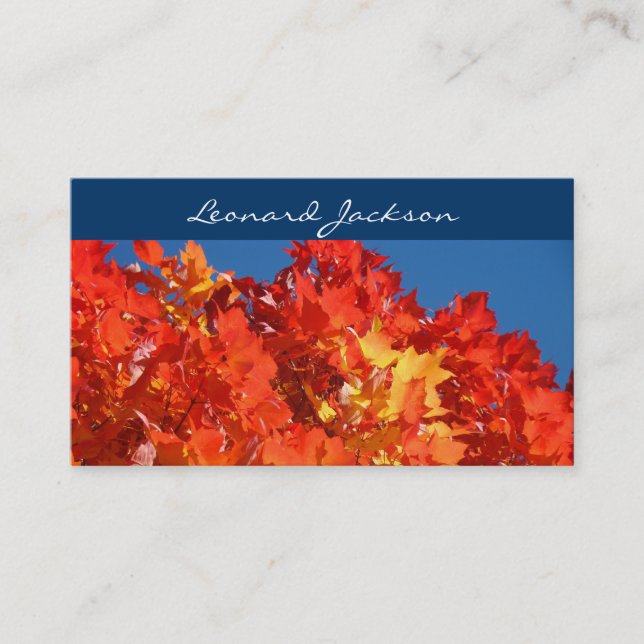 Tarjetas de visita de hojas personalizadas Otoño a (Anverso)