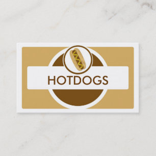 Tarjetas de visita de hotdog con tema beige marrón