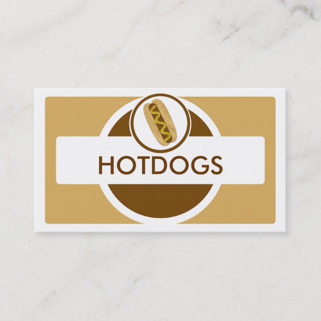 Tarjetas de visita de hotdog con tema beige marrón (Anverso)