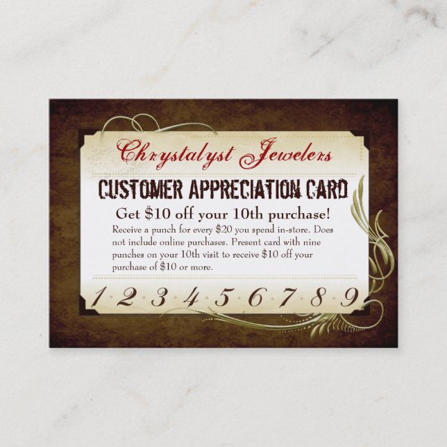 Tarjetas de visita de incentivo para cristalizador (Anverso)