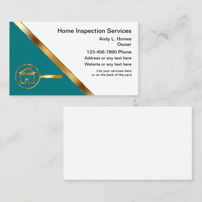 Tarjetas de visita de inspección doméstica (Anverso / Reverso)