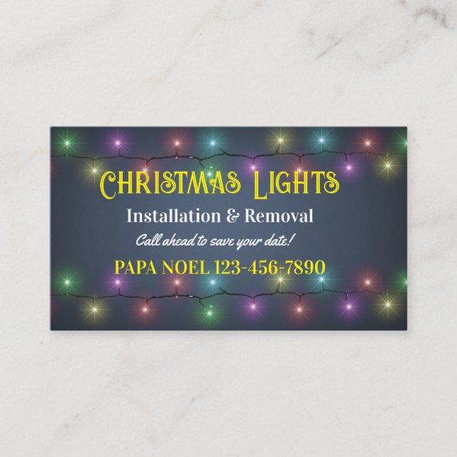 Tarjetas de visita de instalación de luces para na (Anverso)