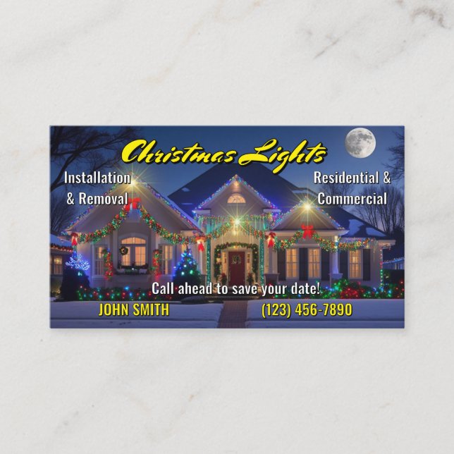 Tarjetas de visita de instalación de luces para na (Anverso)