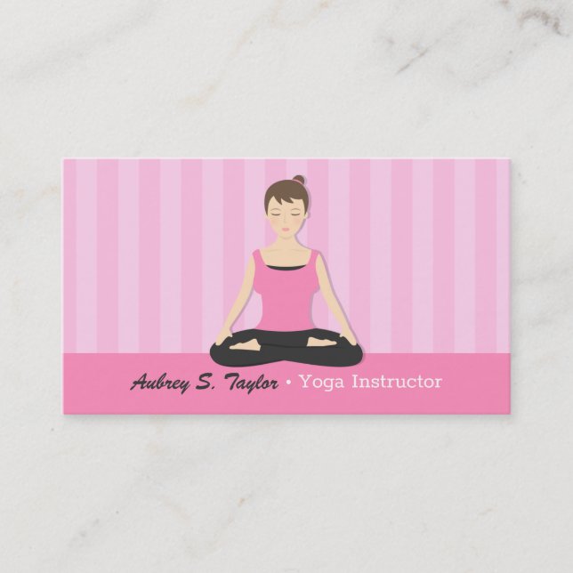 Tarjetas de visita de instructor de yoga femenino  (Anverso)