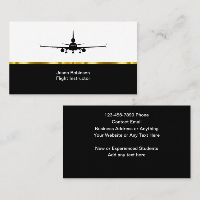 Tarjetas de visita de instructores de vuelo clásic (Anverso / Reverso)