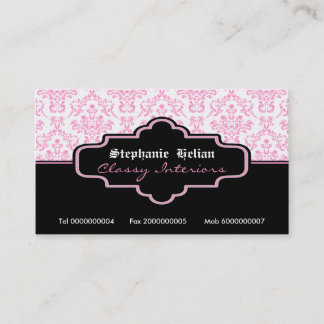 Tarjetas de visita de interiores de damasco blanco