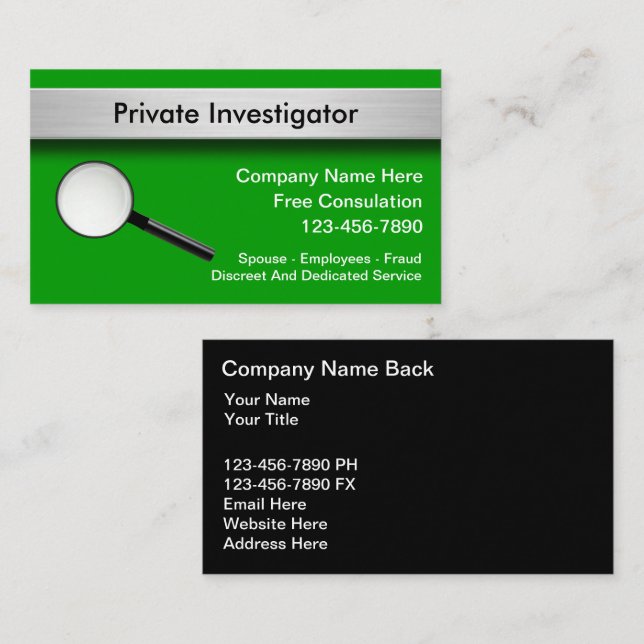 Tarjetas de visita de Investigador Privado (Anverso / Reverso)