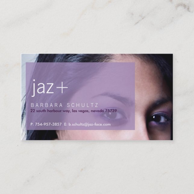 Tarjetas de visita de Jaz's Face [púrpura] (Anverso)