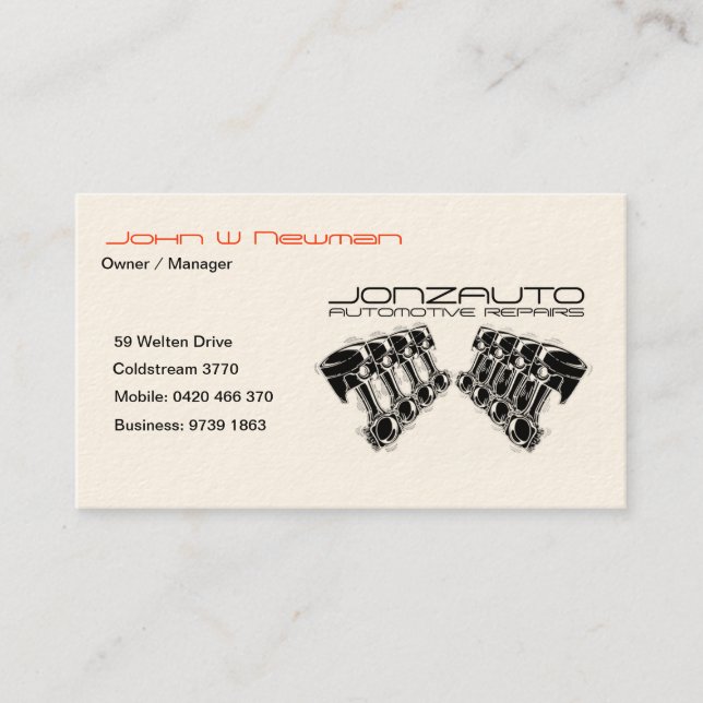 TARJETAS DE VISITA DE JNZAUTO (Anverso)