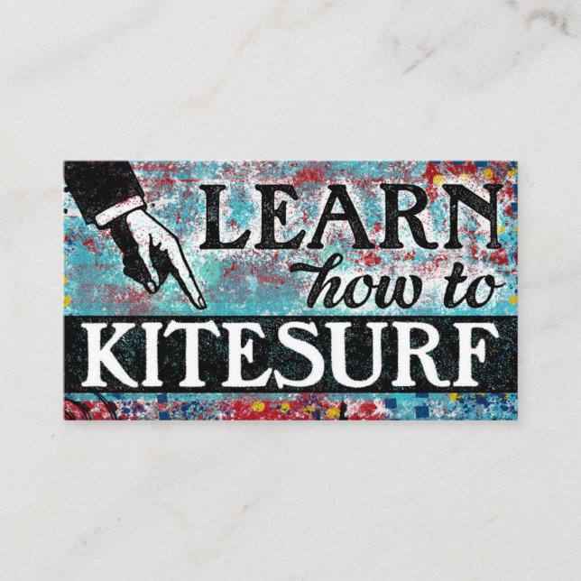 Tarjetas de visita de kitesurfing - Rojo azul (Anverso)