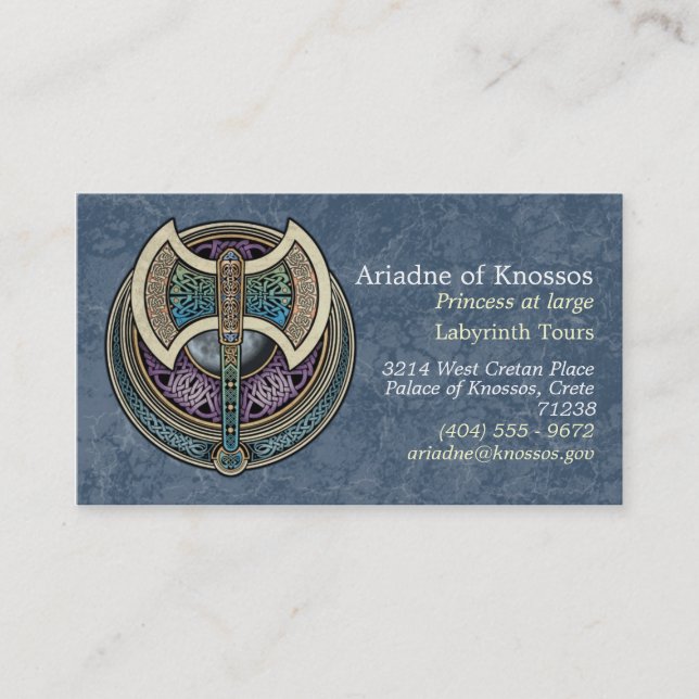 Tarjetas de visita de Knotwork Labrys (Anverso)