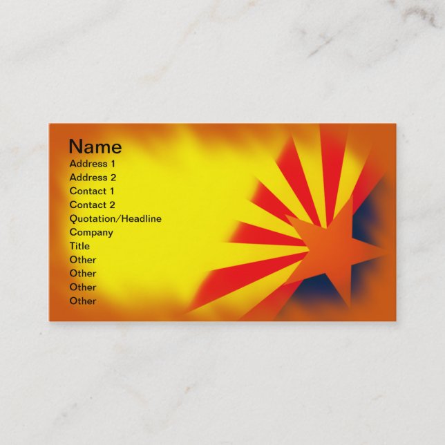 Tarjetas de visita de la bandera de Arizona (Anverso)
