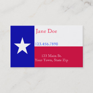 Tarjetas de visita de la bandera de Tejas