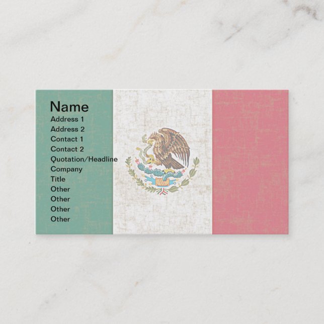 Tarjetas de visita de la BANDERA MEXICANA (Anverso)