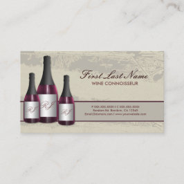 Tarjetas de visita de la botella de vino tinto de