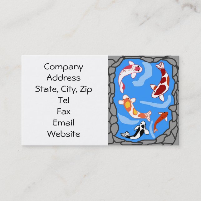 Tarjetas de visita de la charca de Koi (Anverso)