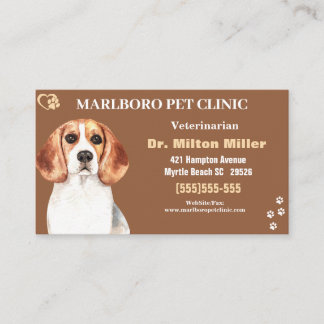 Tarjetas de visita de la clínica Beagle Mascota