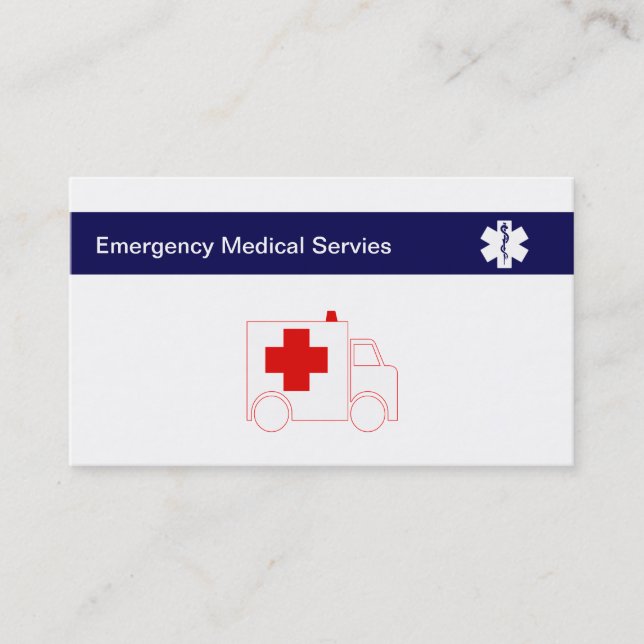 Tarjetas de visita de la emergencia médica (Anverso)