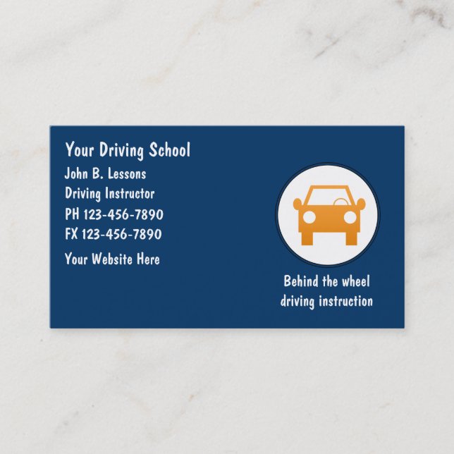 Tarjetas de visita de la escuela de conducción (Anverso)