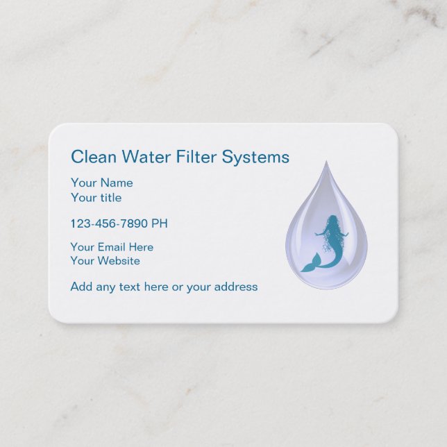 Tarjetas de visita de la filtración del agua (Anverso)