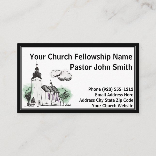 Tarjetas de visita de la iglesia Steeple Watercolo (Anverso)
