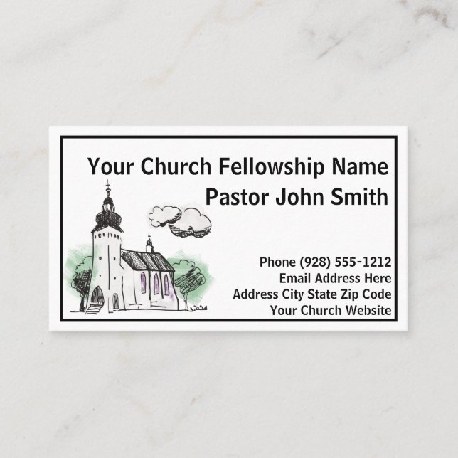 Tarjetas de visita de la iglesia Steeple Watercolo (Anverso)
