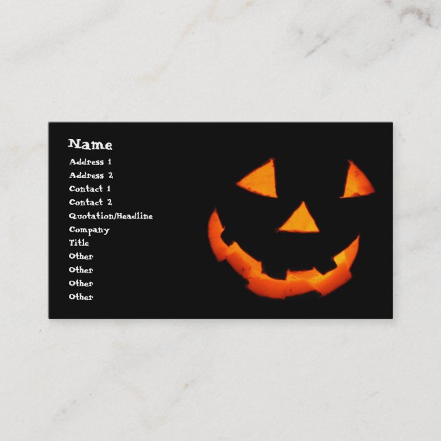 tarjetas de visita de la linterna de Jack-o' (Anverso)