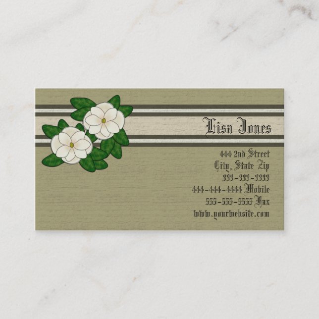 Tarjetas de visita de la magnolia meridional (Anverso)