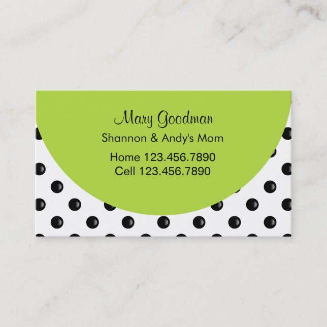 Tarjetas de visita de la mamá (Anverso)
