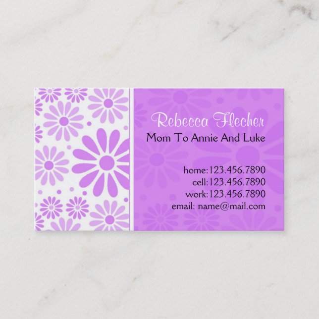 Tarjetas de visita de la mamá - flores de la (Anverso)