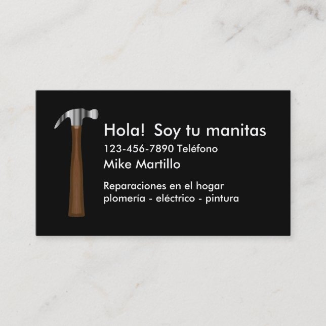 Tarjetas de visita de la manitas de la lengua (Anverso)