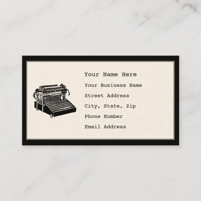 Tarjetas de visita de la máquina de escribir del (Anverso)