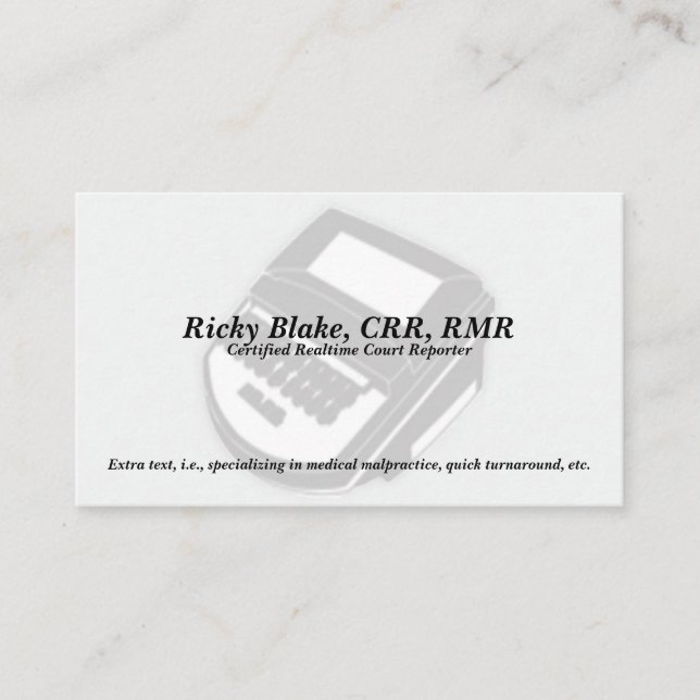 Tarjetas de visita de la máquina de Steno del (Anverso)