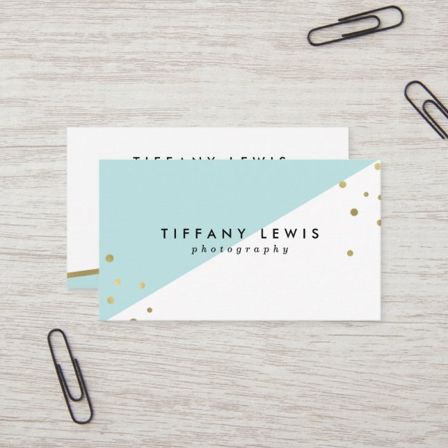 Tarjetas de visita de la menta y del oro (Anverso/Reverso In Situ)