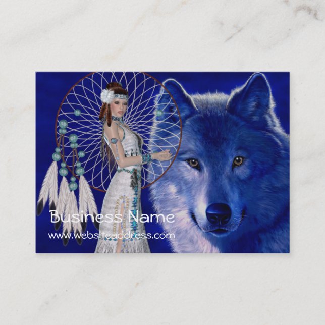 Tarjetas de visita de la mujer y del lobo D2 del (Anverso)