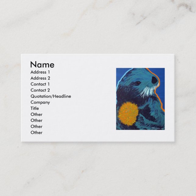 Tarjetas de visita de la nutria de mar (Anverso)