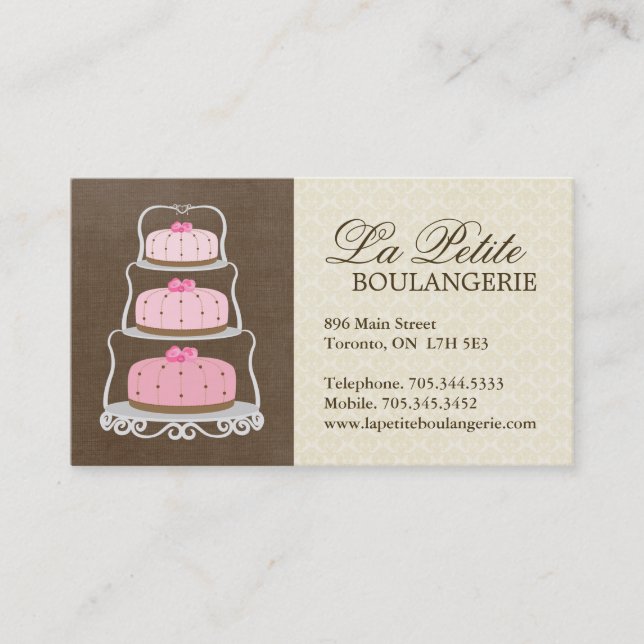 Tarjetas de visita de la panadería de la torta (Anverso)