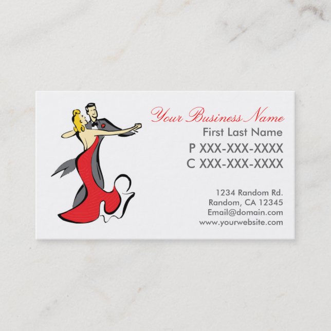 Tarjetas de visita de la pareja de baile Salsa (Anverso)