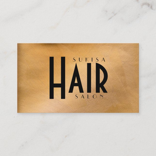 Tarjetas de visita de la peluquería metálica de co (Anverso)