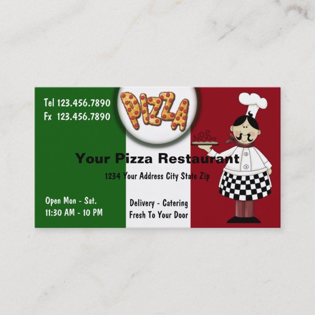 Tarjetas de visita de la pizza (Anverso)