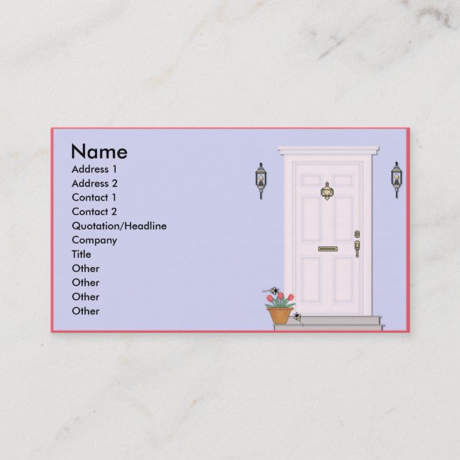 Tarjetas de visita de la puerta principal (Anverso)