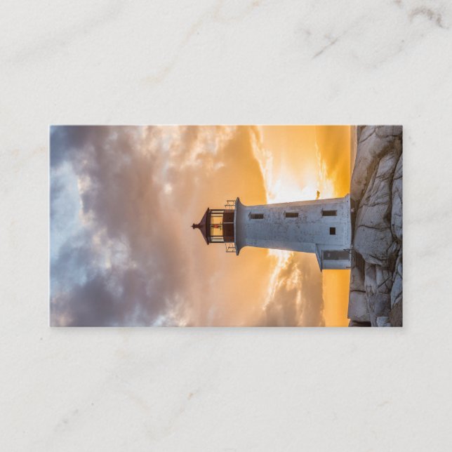 Tarjetas de visita de la puesta del sol del faro (Anverso)